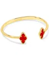 Kendra Scott 14k Gold-plated Pave-framed Stone Cuff Bracelet In Gold Cranb