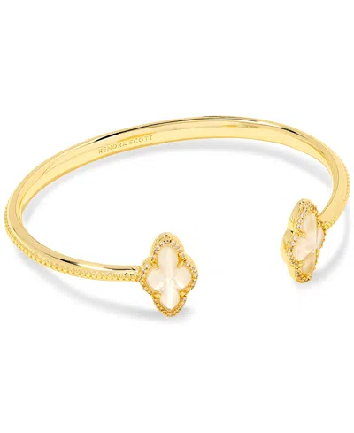 Kendra Scott 14k Gold-plated Pave-framed Stone Cuff Bracelet In Gold Ivor