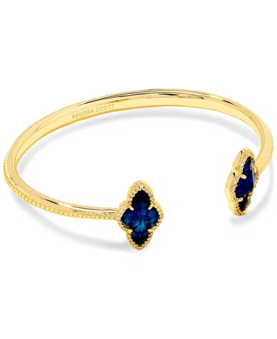 Kendra Scott 14k Gold-plated Pave-framed Stone Cuff Bracelet In Gold Navy