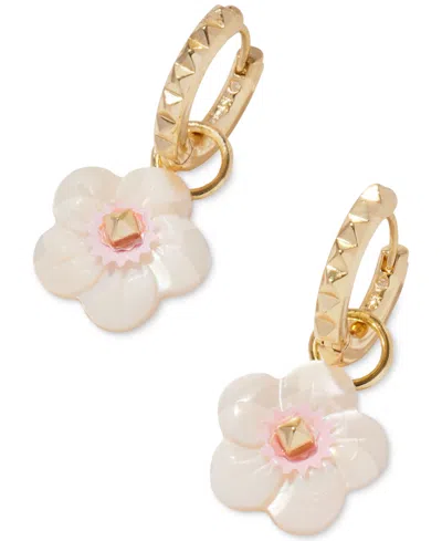 Kendra Scott 14k Gold-plated Removable Flower Charm Hoop Earrings In Iridescent Pink White Mix
