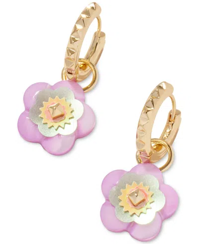 Kendra Scott 14k Gold-plated Removable Flower Charm Hoop Earrings In Pastel Mix
