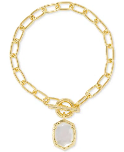 Kendra Scott 14k Gold-plated Removable Stone Charm Link Bracelet In Ivory Mother Of Pearl