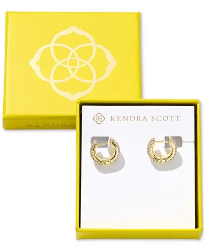 Kendra Scott 14k Gold-plated Small Pave Huggie Hoop Earrings, 0.62" In White