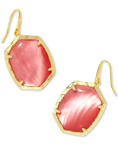 Kendra Scott 14k Gold-plated Stone Drop Earrings In Coral Pink Mother Of Pearl