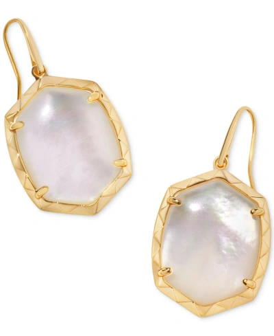 Kendra Scott 14k Gold-plated Stone Drop Earrings In Ivory Mother Of Pearl