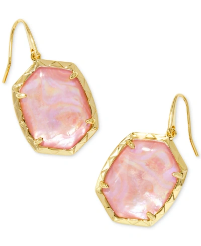 Kendra Scott 14k Gold-plated Stone Drop Earrings In Light Pink Iridescent Abalone