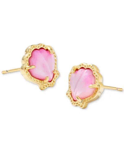 Kendra Scott 14k Gold-plated Stone Shell Stud Earrings In Gold Blush