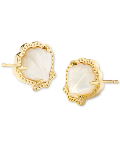 Kendra Scott 14k Gold-plated Stone Shell Stud Earrings In Gold Ivory