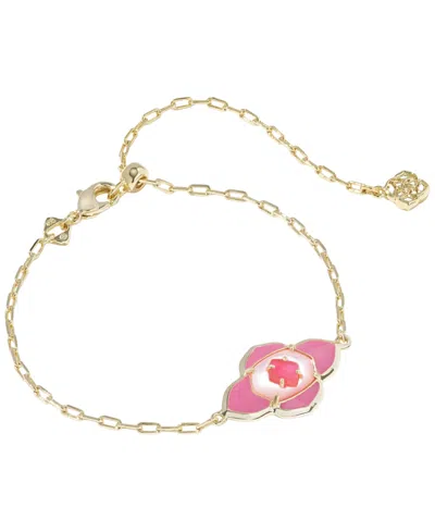 Kendra Scott 14k Gold-plated Abbie Medallion Delicate Chain Bracelet In Green