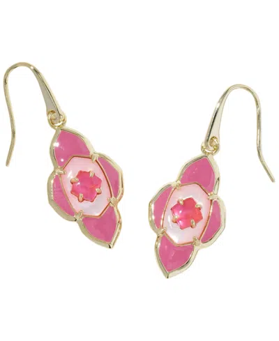 Kendra Scott 14k Gold-plated Abbie Medallion Small Drop Earrings In Metallic