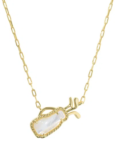 Kendra Scott 14k Gold-plated Imitation Pearl Golf Short Pendant Necklace In Brown