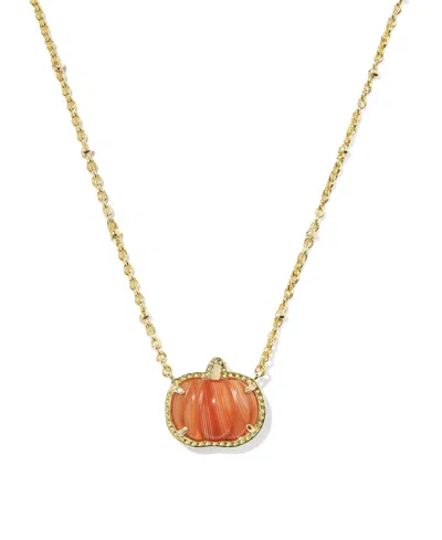 Kendra Scott 14k Gold-plated Pumpkin 19" Adjustable Pendant Necklace In Gold,orange