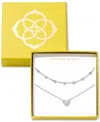 Kendra Scott 2-pc. Set Pave Heart 19" Necklaces In Silver