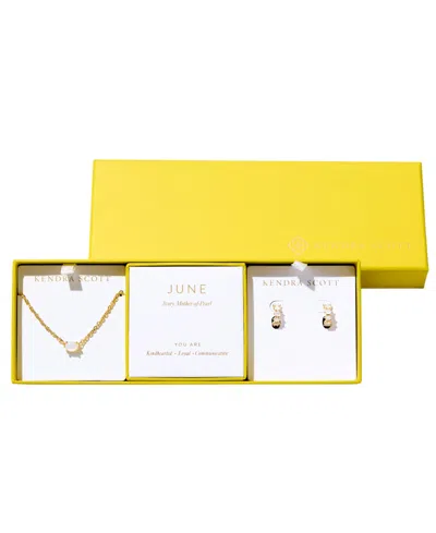 Kendra Scott 2-piece Cubic Zirconia Cailin Pendant Necklace And Huggie Earrings Gift Set In Gold