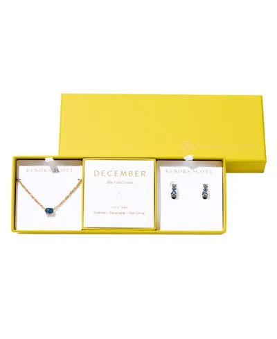 Kendra Scott 2-piece Cubic Zirconia Cailin Pendant Necklace And Huggie Earrings Gift Set In Gold