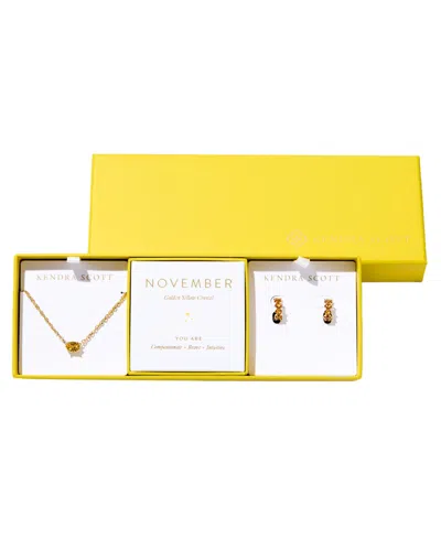 Kendra Scott 2-piece Cubic Zirconia Cailin Pendant Necklace And Huggie Earrings Gift Set In Gold
