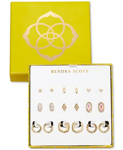 Kendra Scott 9-pc. Set Assorted Crystal Stud & Hoop Earrings In Gold