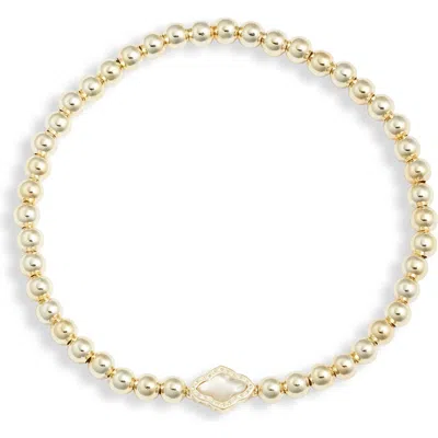 Kendra Scott Abbie Beaded Stretch Bracelet In Gold Natural Mother Of Pearl