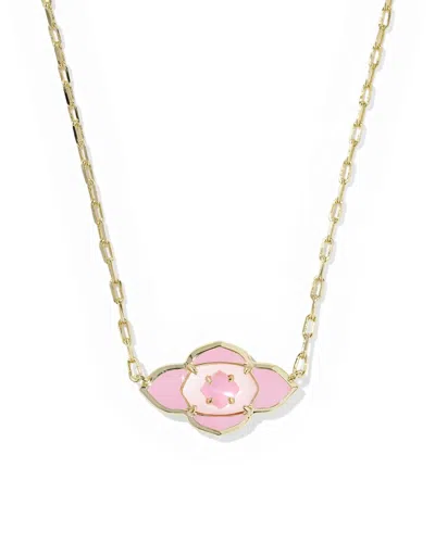 Kendra Scott Abbie Medallion Short Pendant Necklace In Pink Mix In Multi