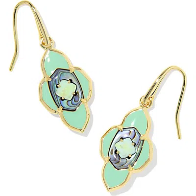 Kendra Scott Abbie Medallion Small Drop Earrings In Green