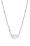 Kendra Scott Abbie Mini Mother-of-pearl Pendant Chain Necklace In Rhodium Ivory Mother Of Pearl