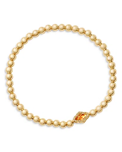 Kendra Scott Abbie Mother Of Pearl Beaded Stretch Bracelet In Gold/ Marbles Amber Illusion