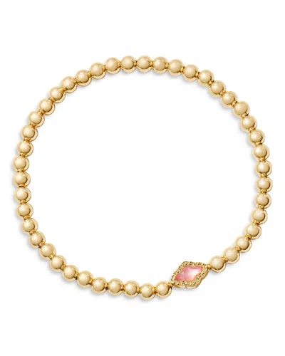 Kendra Scott Abbie Mother Of Pearl Beaded Stretch Bracelet In Gold/azalea Illusion