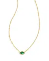 Kendra Scott Abbie Mini Mother-of-pearl Pendant Chain Necklace In Gold/green