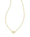 Kendra Scott Abbie Pave Framed Stone Adjustable Mini Pendant Necklace In 14k Gold Plated, 14-18 In Gold/white