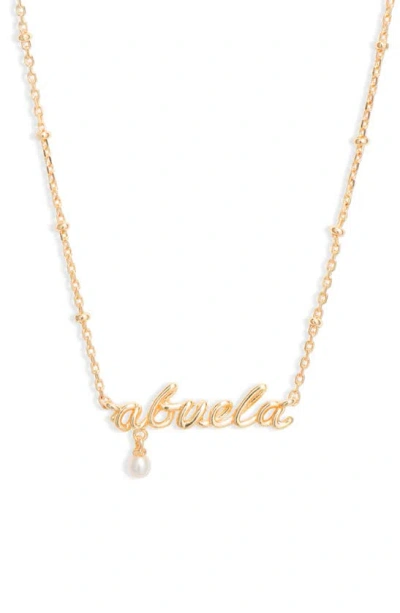 Kendra Scott Abuela Freshwater Pearl Script Pendant Necklace In Gold White Pearl