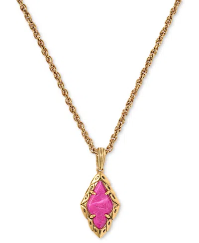 Kendra Scott Adeline Short Pendant Gold-tone Teardrop Necklace In Purple