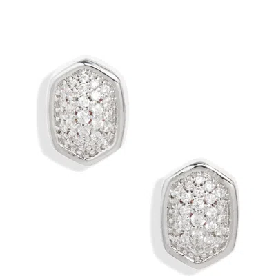 Kendra Scott Alanna Cubic Zirconia Stud Earrings In Silver White Crystal