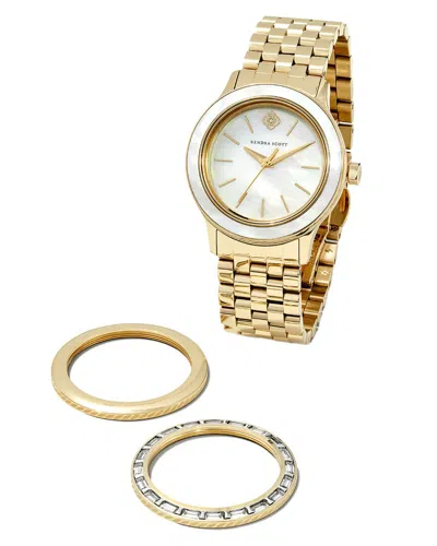 Kendra Scott Alex 35mm 14k Plated 0.00 Ct. Tw. Diamond & Pearl Watch Gift Set