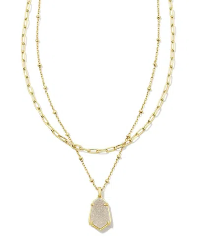 Kendra Scott Alexandria 14k Plated Drusy Multi Strand Necklace In Gold
