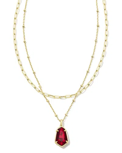 Kendra Scott Alexandria 14k Plated Mother Of Pearl Multi Strand Necklace In Gold