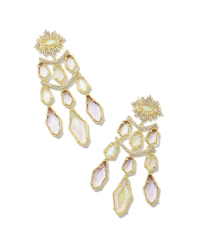 Kendra Scott Alexandria Tier 14k Plated Mixed Stones Statement Earring In Gold