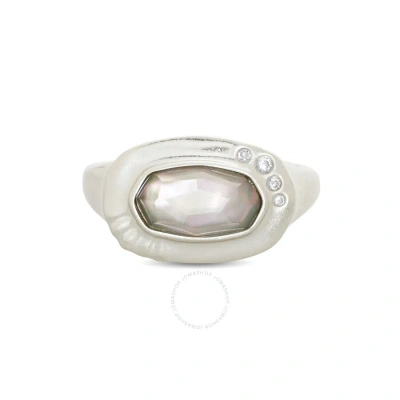 Kendra Scott Anna Rhodium Plated Brass And Mother Of Pearl Ring Sz 7 4217717788 In Silver-tone