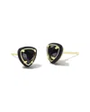 Kendra Scott Arden Enamel Frame 14k Plated Agate Stud Earrings In Black