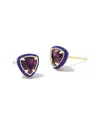 Kendra Scott Arden Enamel Frame 14k Plated Amethyst Stud Earrings In Purple