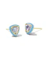 Kendra Scott Arden Enamel Frame 14k Plated Mother Of Pearl Stud Earrings In Blue