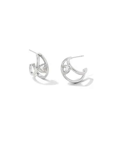 Kendra Scott Arden Huggie Earrings In White Crystal In Metallic