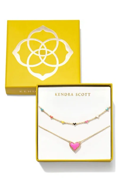 Kendra Scott Ari & Haven Enamel Hearts Set Of 2 Necklaces