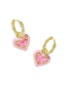 Kendra Scott Ari Heart Dangle Rope Huggie Hoop Earrings In Gold/pink