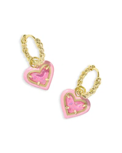 Kendra Scott Ari Heart Dangle Rope Huggie Hoop Earrings In Gold/pink