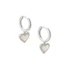 Kendra Scott Ari Heart Huggie Earrings Rhodium Ivory Mother Of Pearl In Metallic