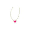 Kendra Scott Ari Heart Short Pendant Necklace Gold Neon Pink Magnesite In Multi
