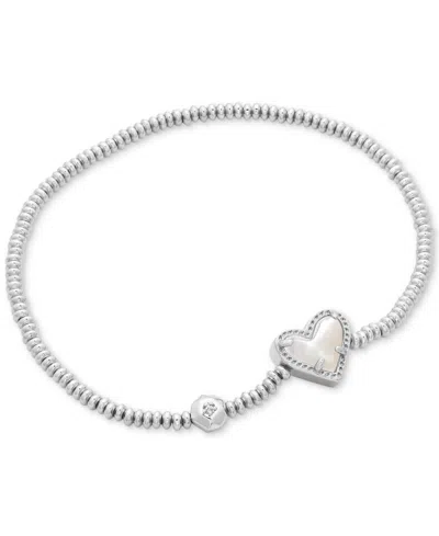 Kendra Scott Ari Heart Stretch Bracelet In Rhod Ivory