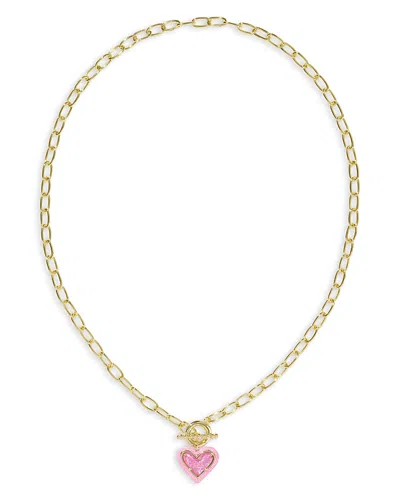 Kendra Scott Ari Heart Toggle Clasp Pendant Necklace, 17 In Gold/pink
