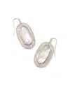 Kendra Scott Baguette Elle Drop Earrings In Rhodium Ivory Mix In Multi