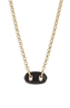 Kendra Scott Bailey Pavé Link Pendant Necklace In Gold Black Crystal